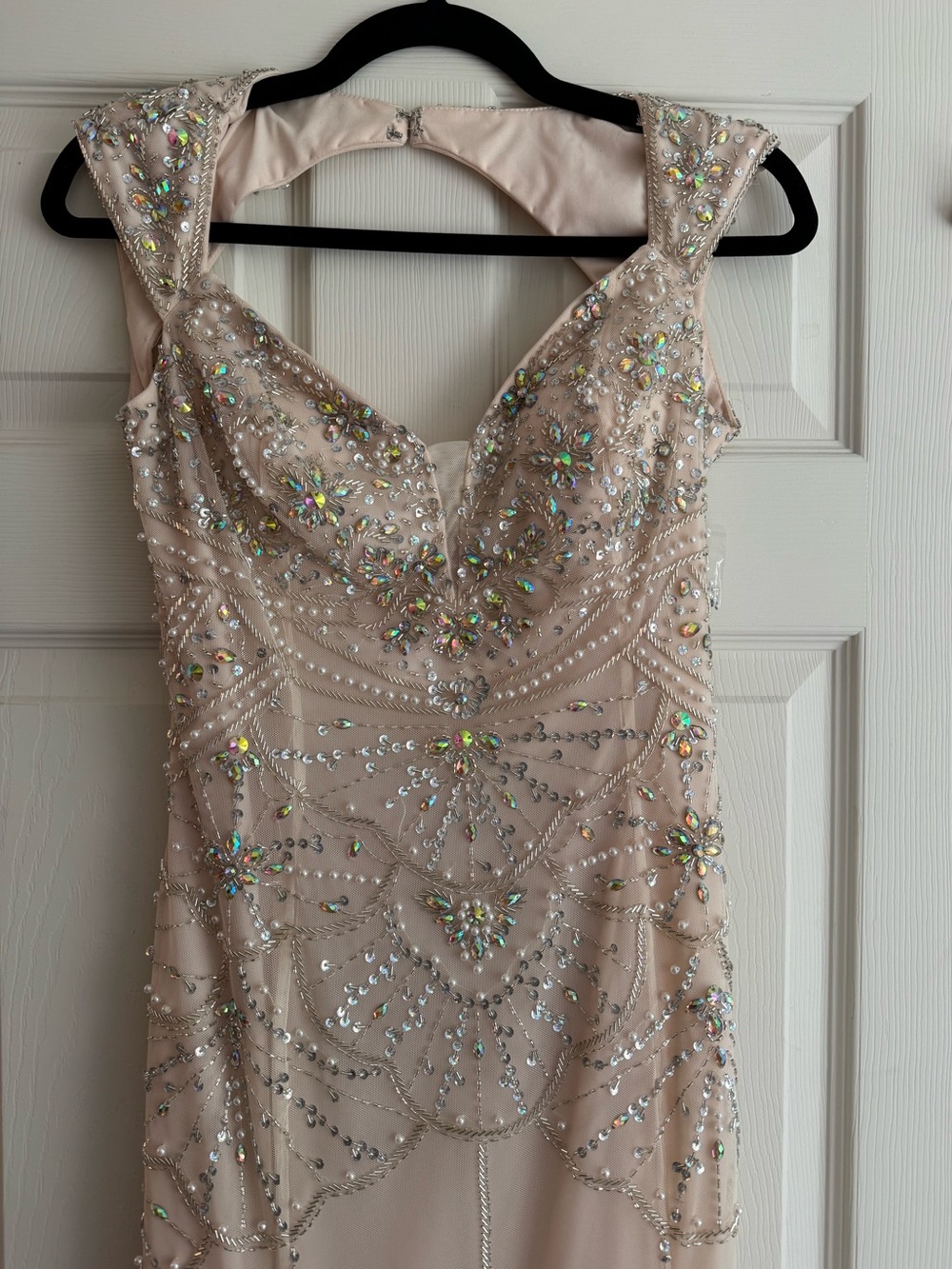 Beaded Nude Evening Gown